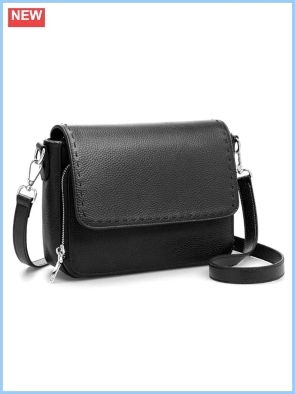 Genuine Leather Crossbody Bag with Built In RFID Wallet